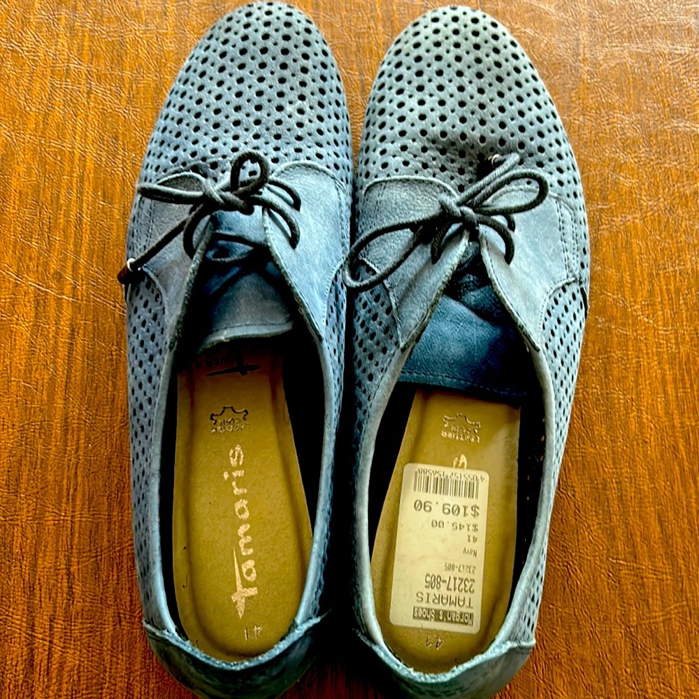 Tamaris Perforated navy blue Nubuck Oxford Sz 41